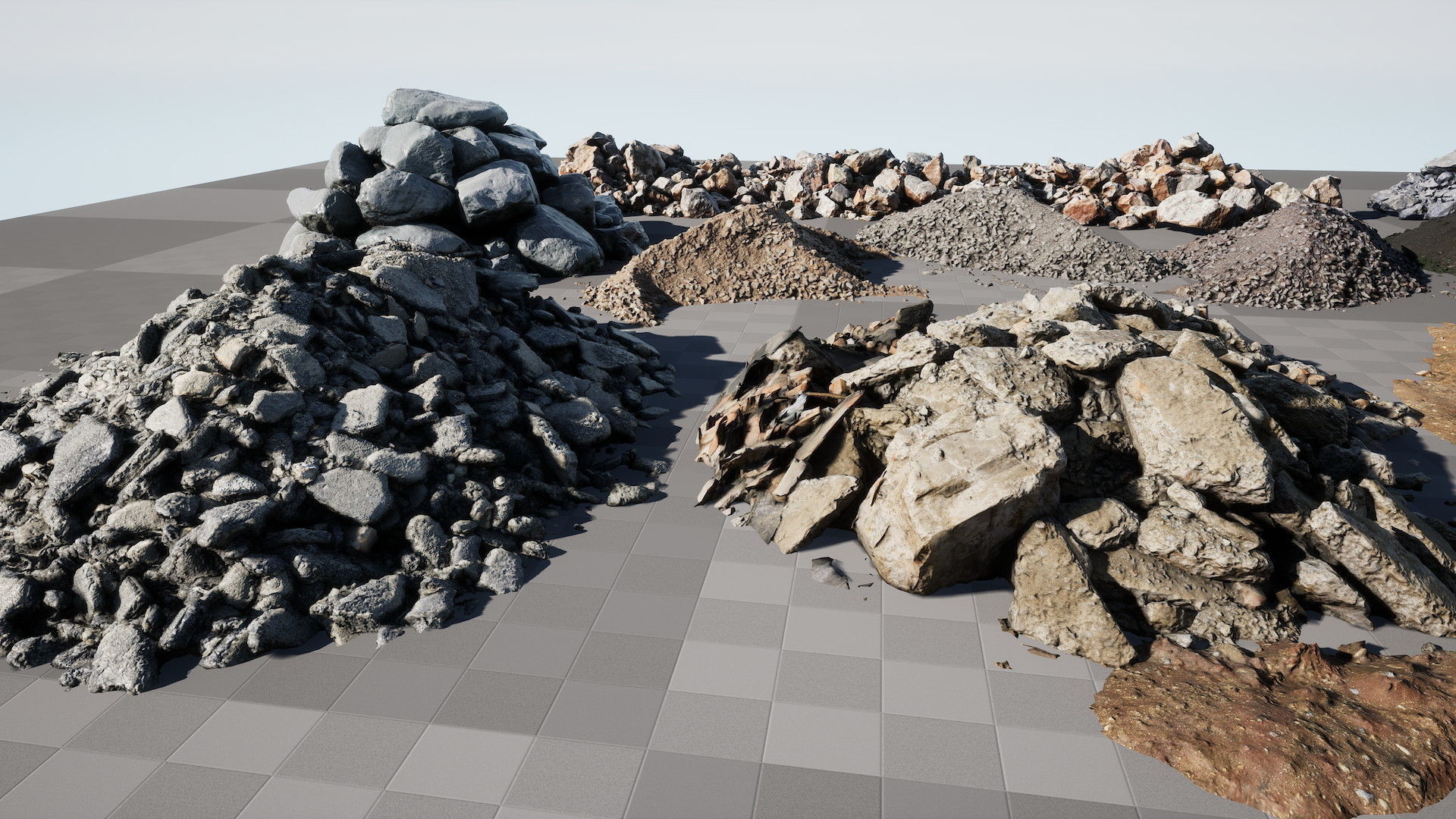 UE Piles of ruins and stones and  soil Low-poly 3D model_3