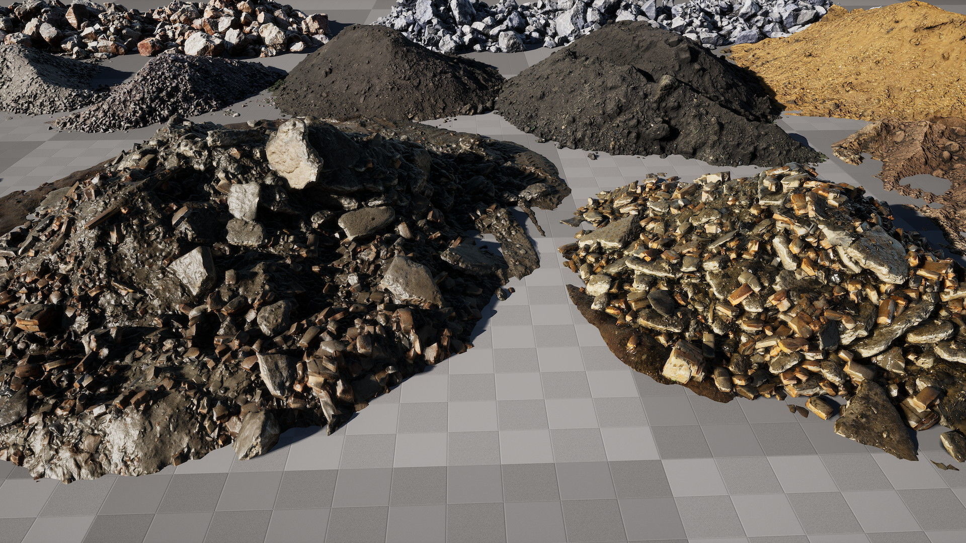 UE Piles of ruins and stones and  soil Low-poly 3D model_8