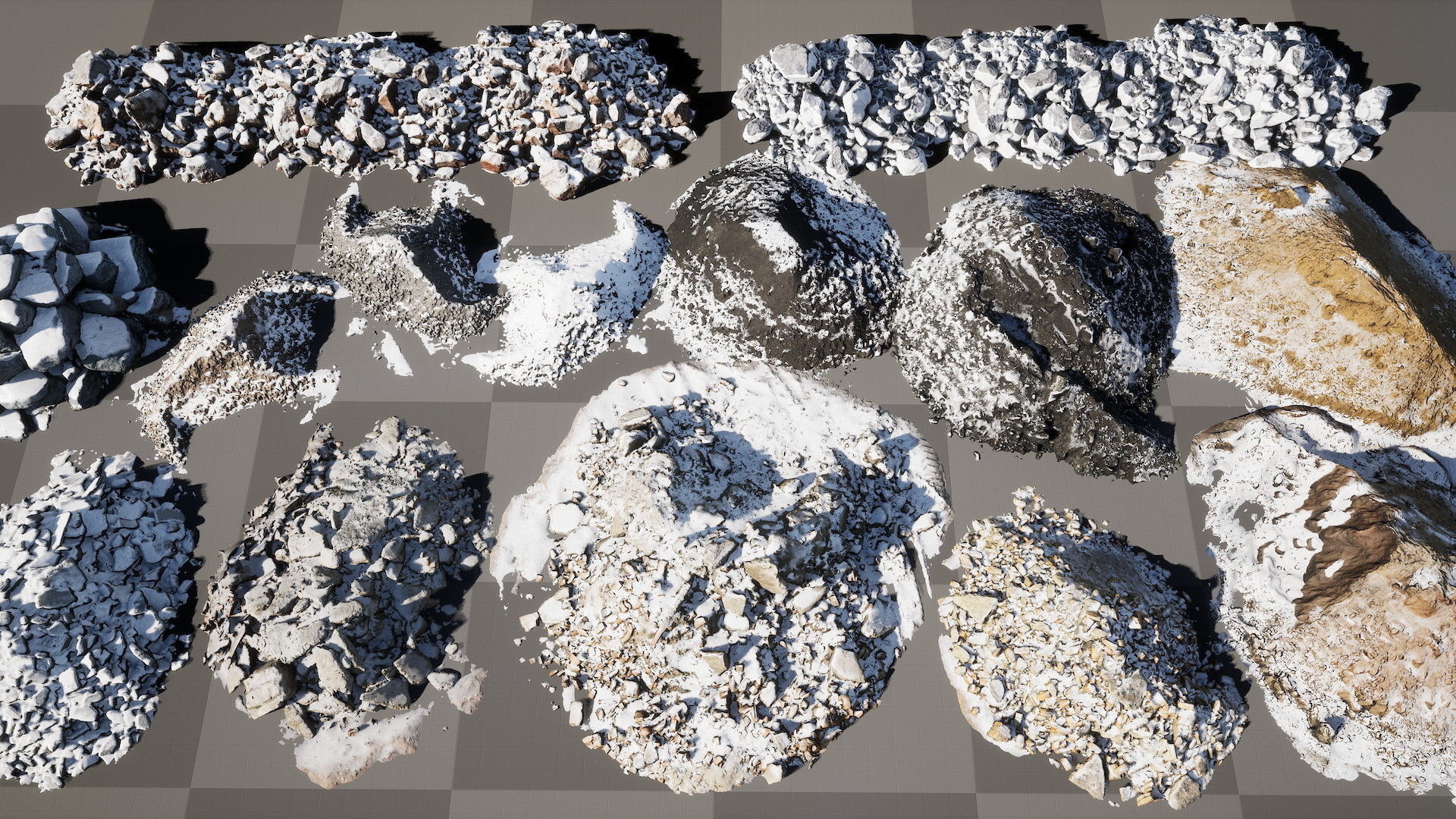 UE Piles of ruins and stones and  soil Low-poly 3D model_2