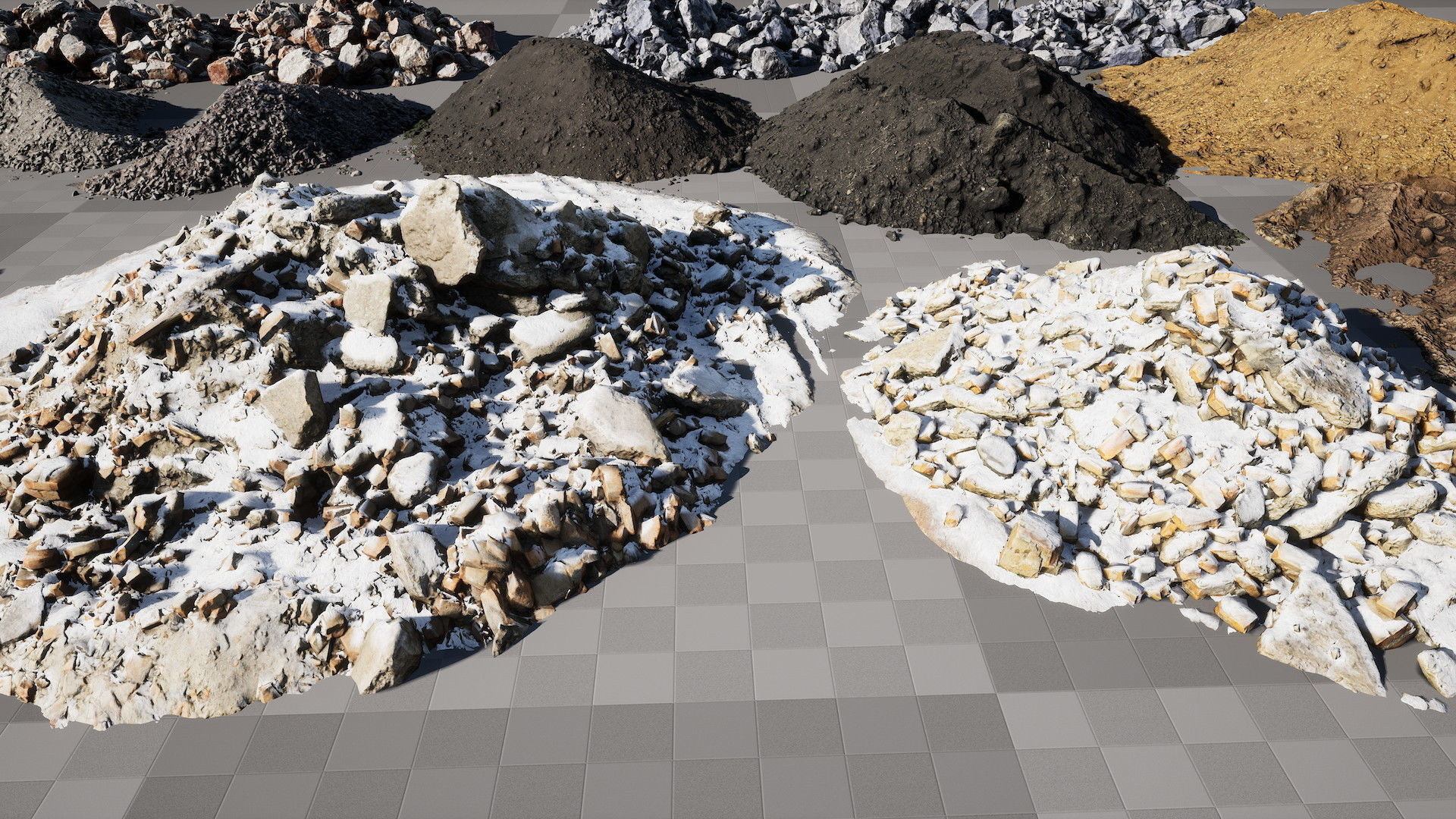 UE Piles of ruins and stones and  soil Low-poly 3D model_7