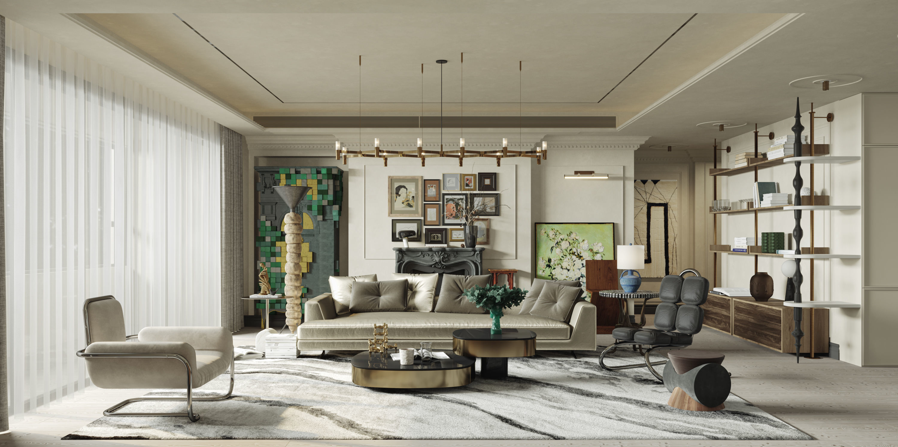 Living Room Interior Scene for 3DMAX and Corona 3D model 3D model_2
