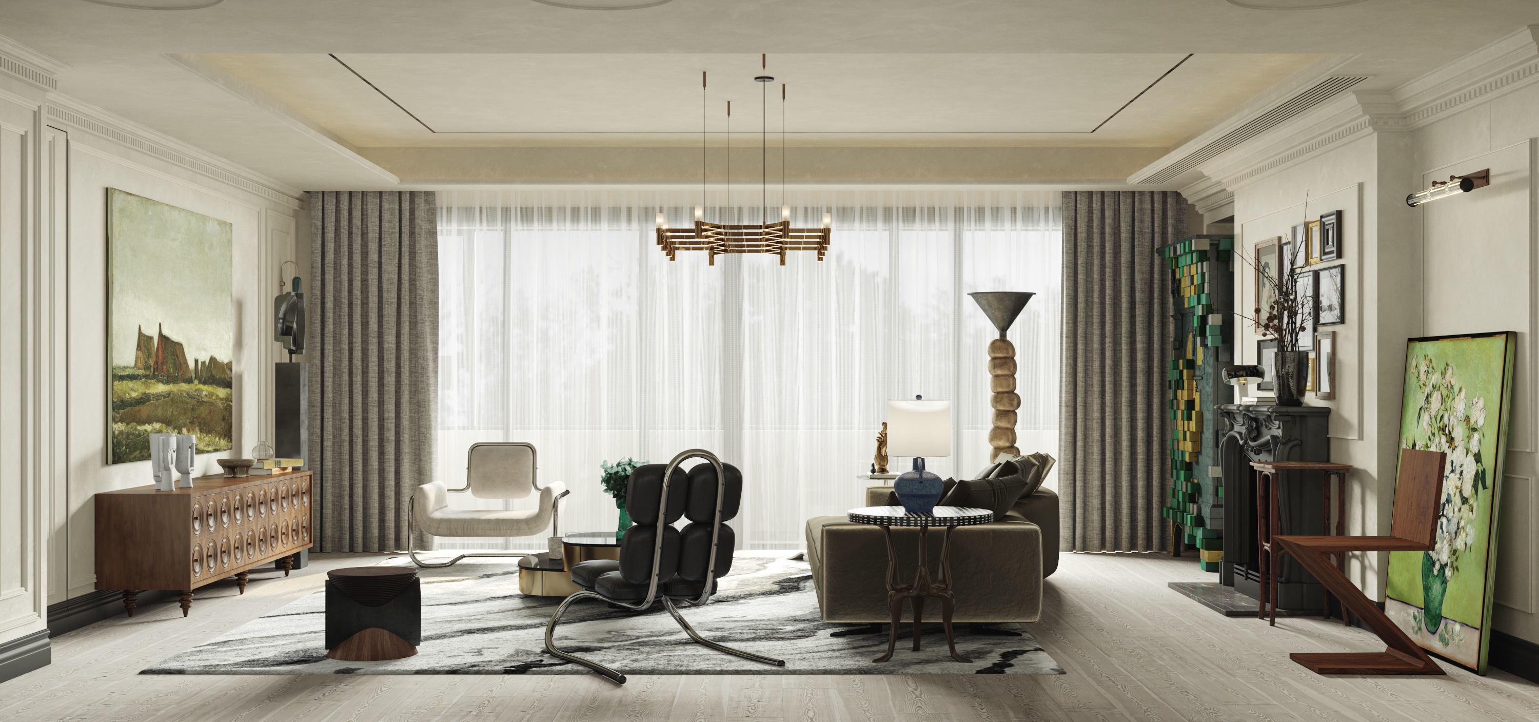 Living Room Interior Scene for 3DMAX and Corona 3D model 3D model_1