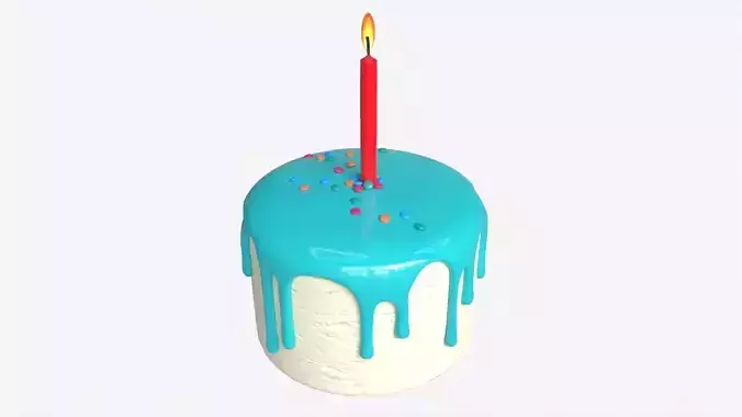 Birthday Cake With One Candle 3D model