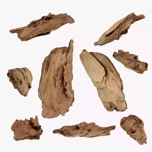 PSWooden021 scanned Wood chips Low-poly 3D model