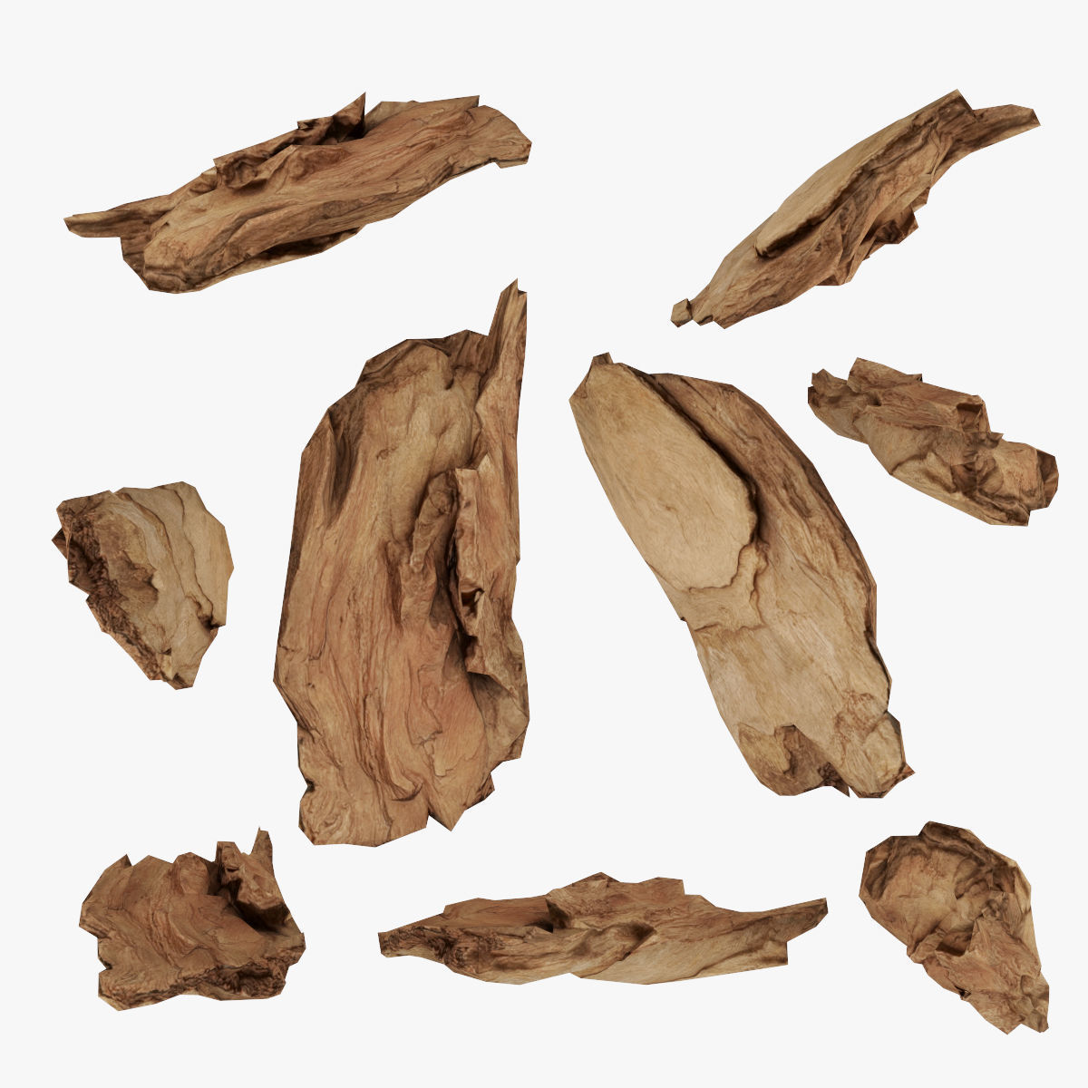 PSWooden021 scanned Wood chips Low-poly 3D model_1