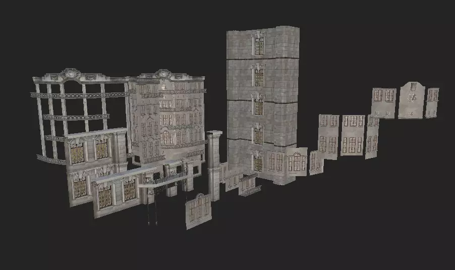 Modular Office Building Kit Low-poly 3D model