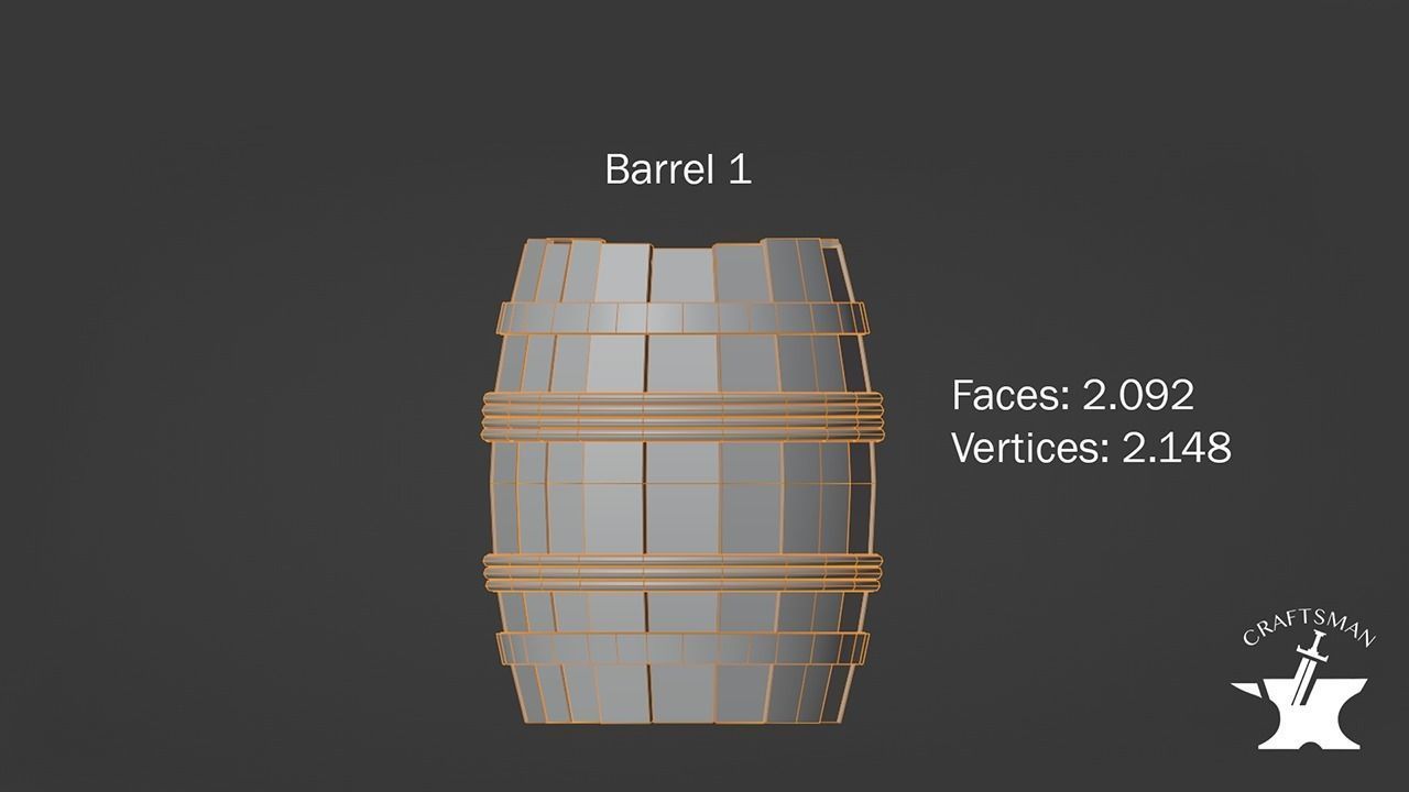 Old Realistic Barrel Low-poly 3D model_12