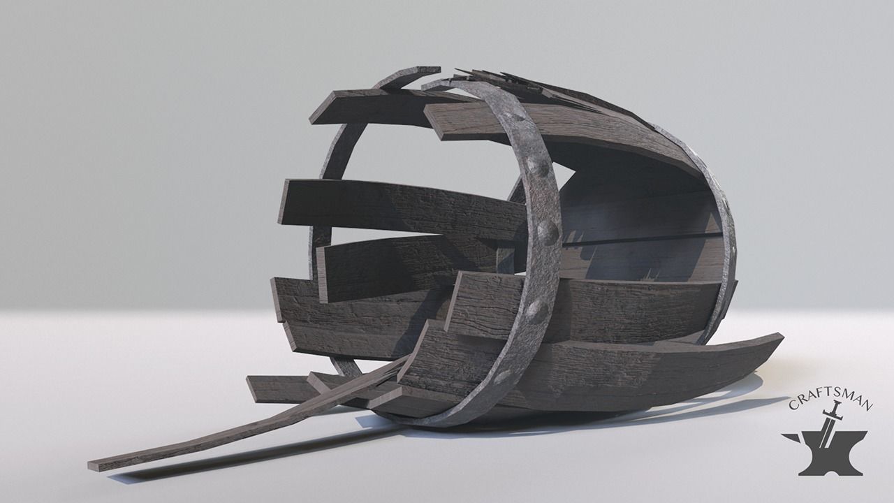 Old Realistic Barrel Low-poly 3D model_8