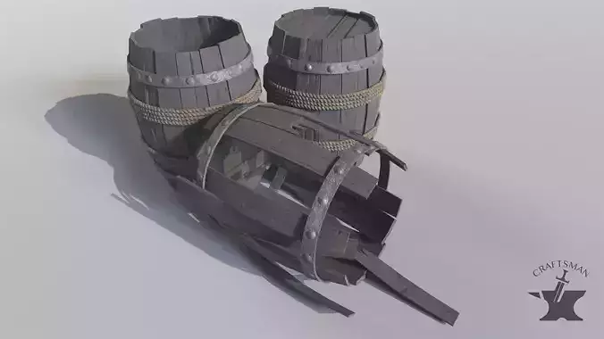Old Realistic Barrel Low-poly 3D model