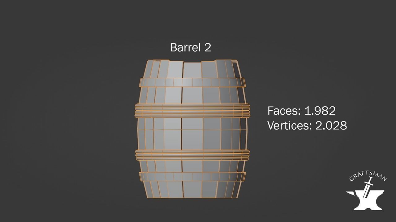 Old Realistic Barrel Low-poly 3D model_13