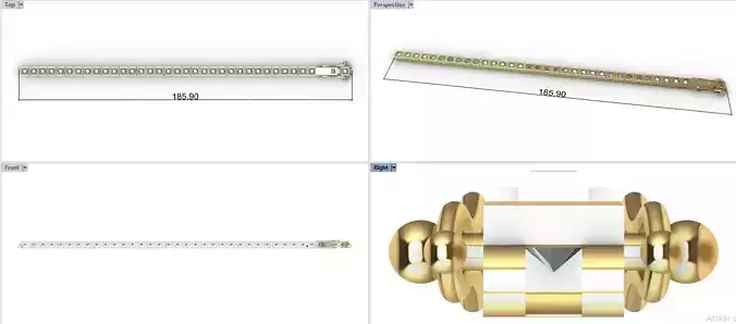 Riviera Bracelet Round 3mm Gold Silver