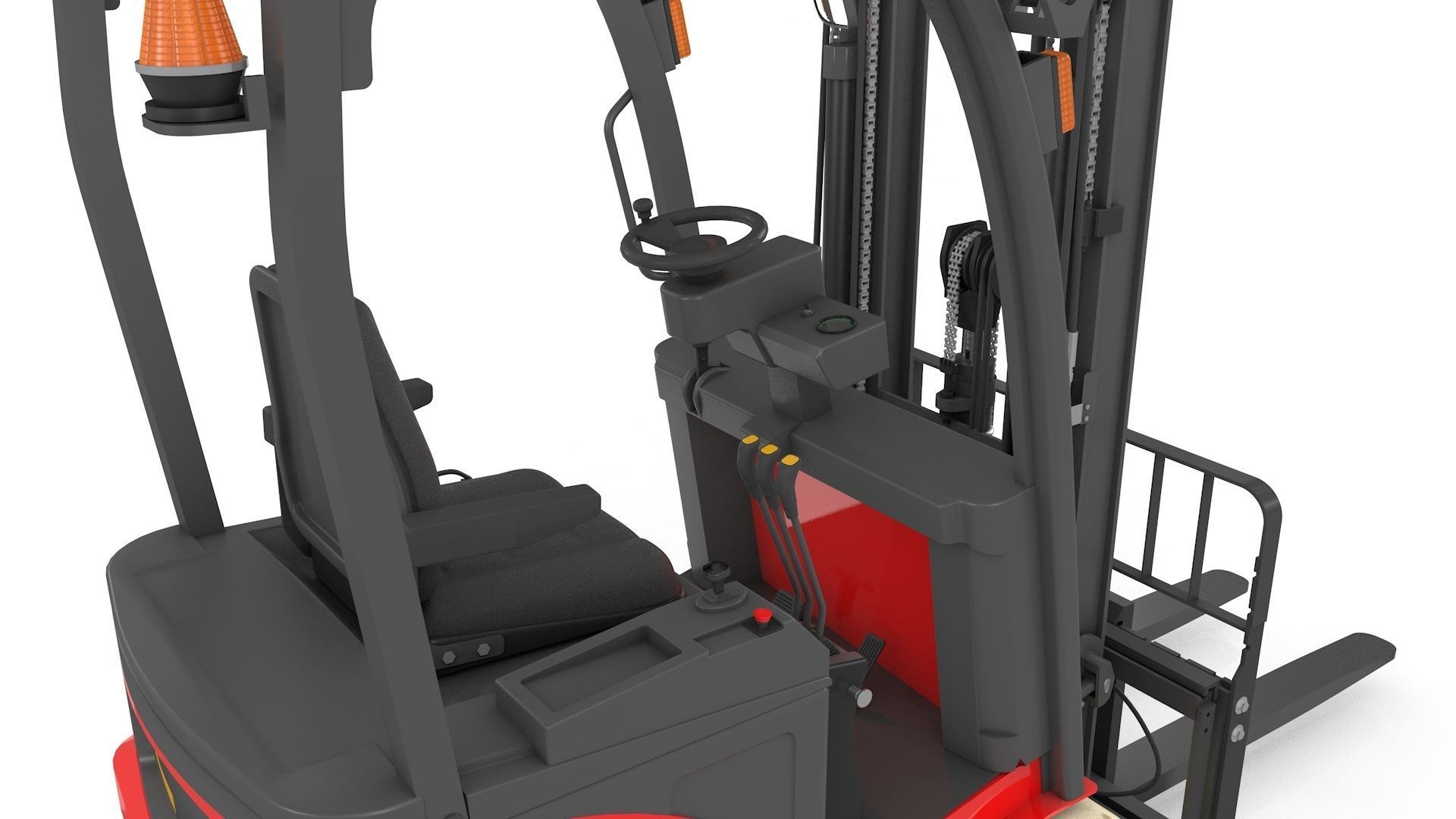 Mini Forklift Rigged and Animated 3D model_4