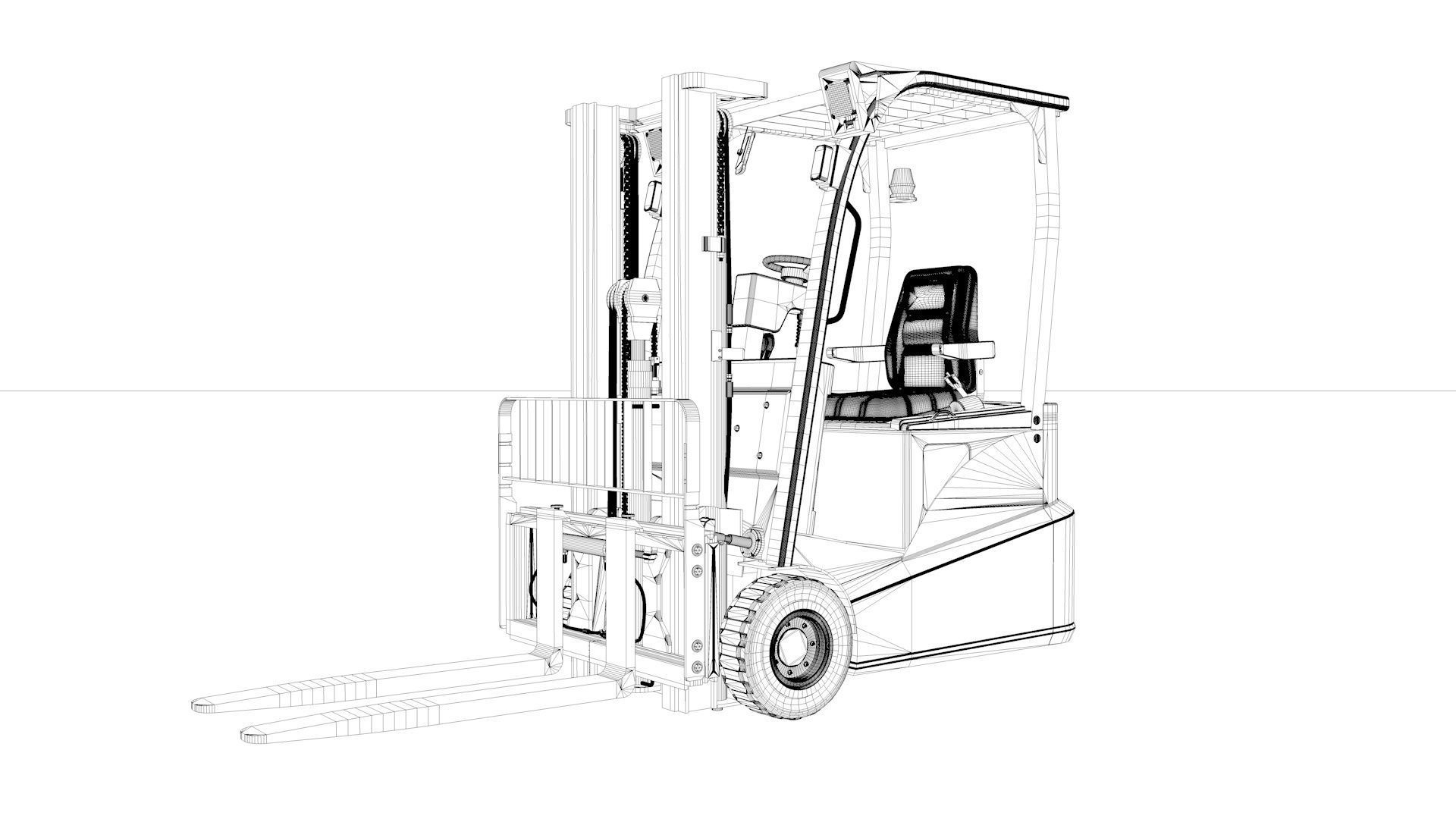 Mini Forklift Rigged and Animated 3D model_56
