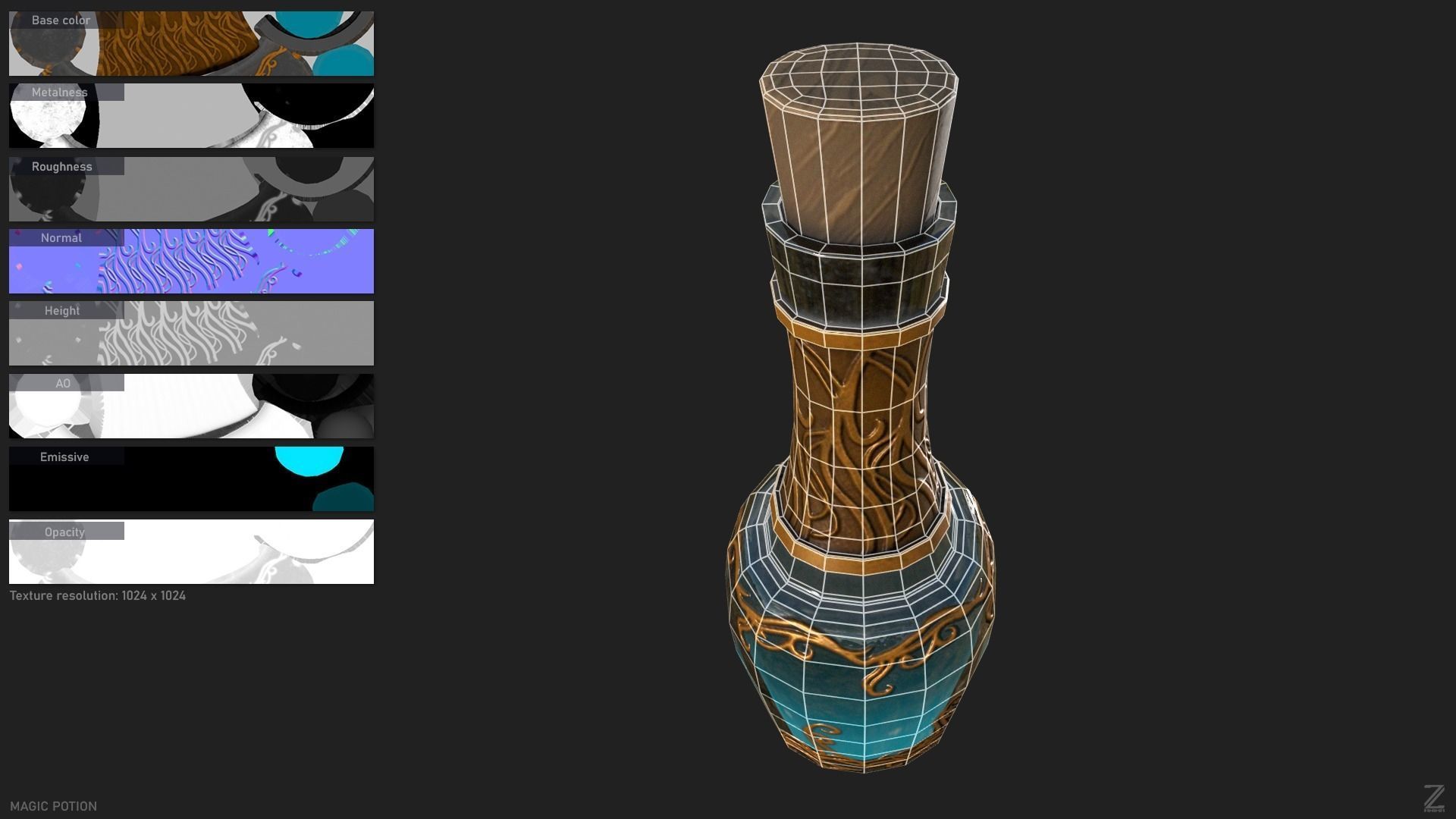 Magic potion Low-poly 3D model_1