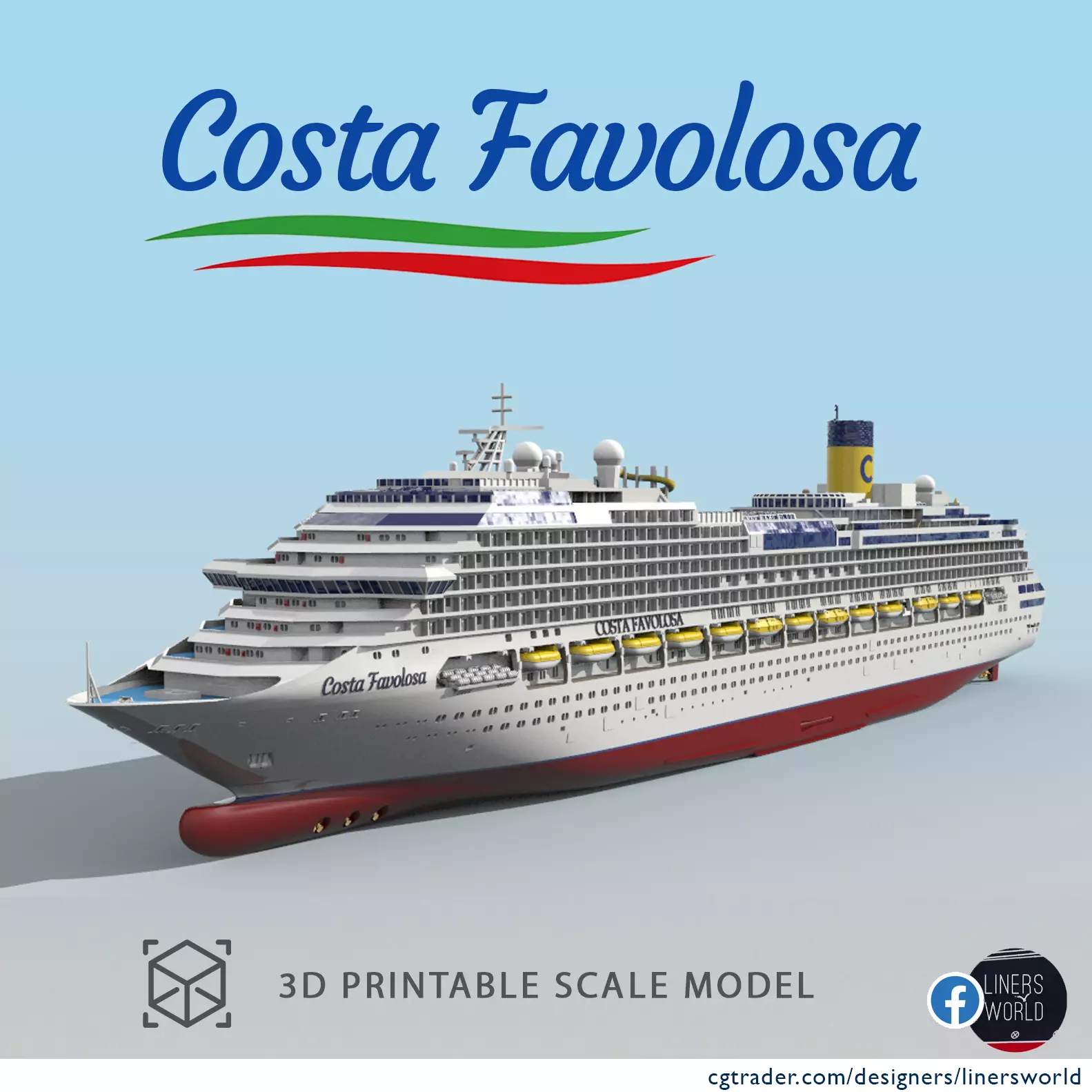 COSTA FAVOLOSA cruise ship printable model 3D print model_0