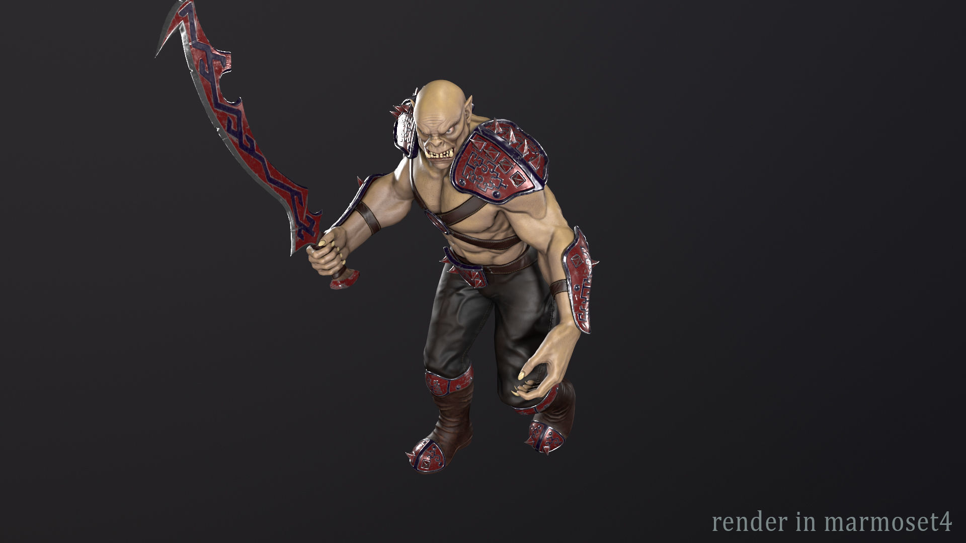 Orc warrior Low-poly 3D model_8