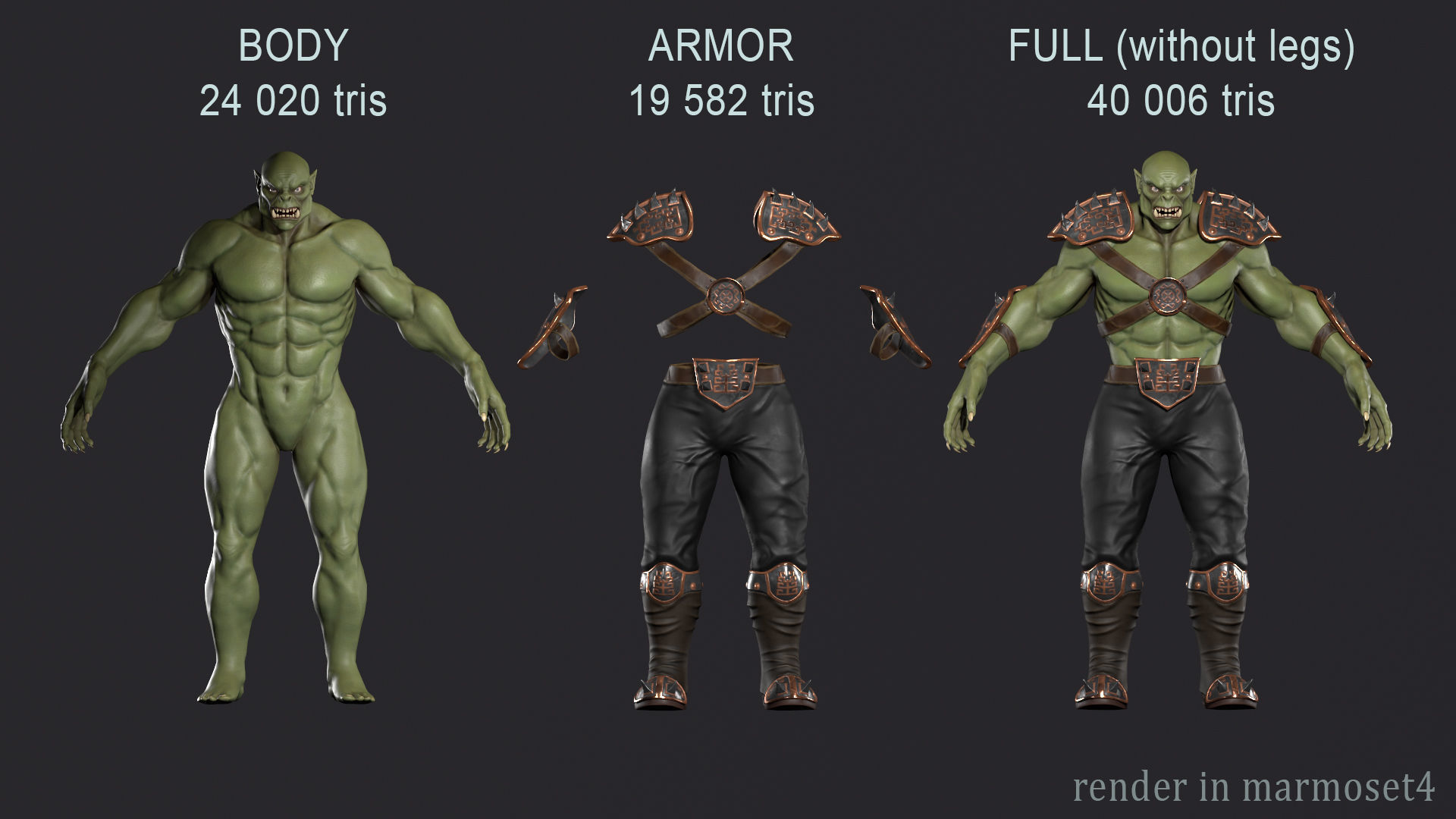 Orc warrior Low-poly 3D model_3