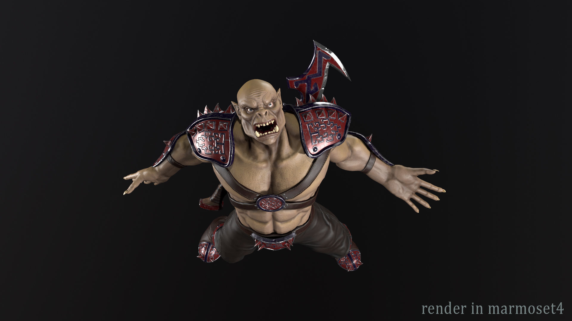 Orc warrior Low-poly 3D model_2