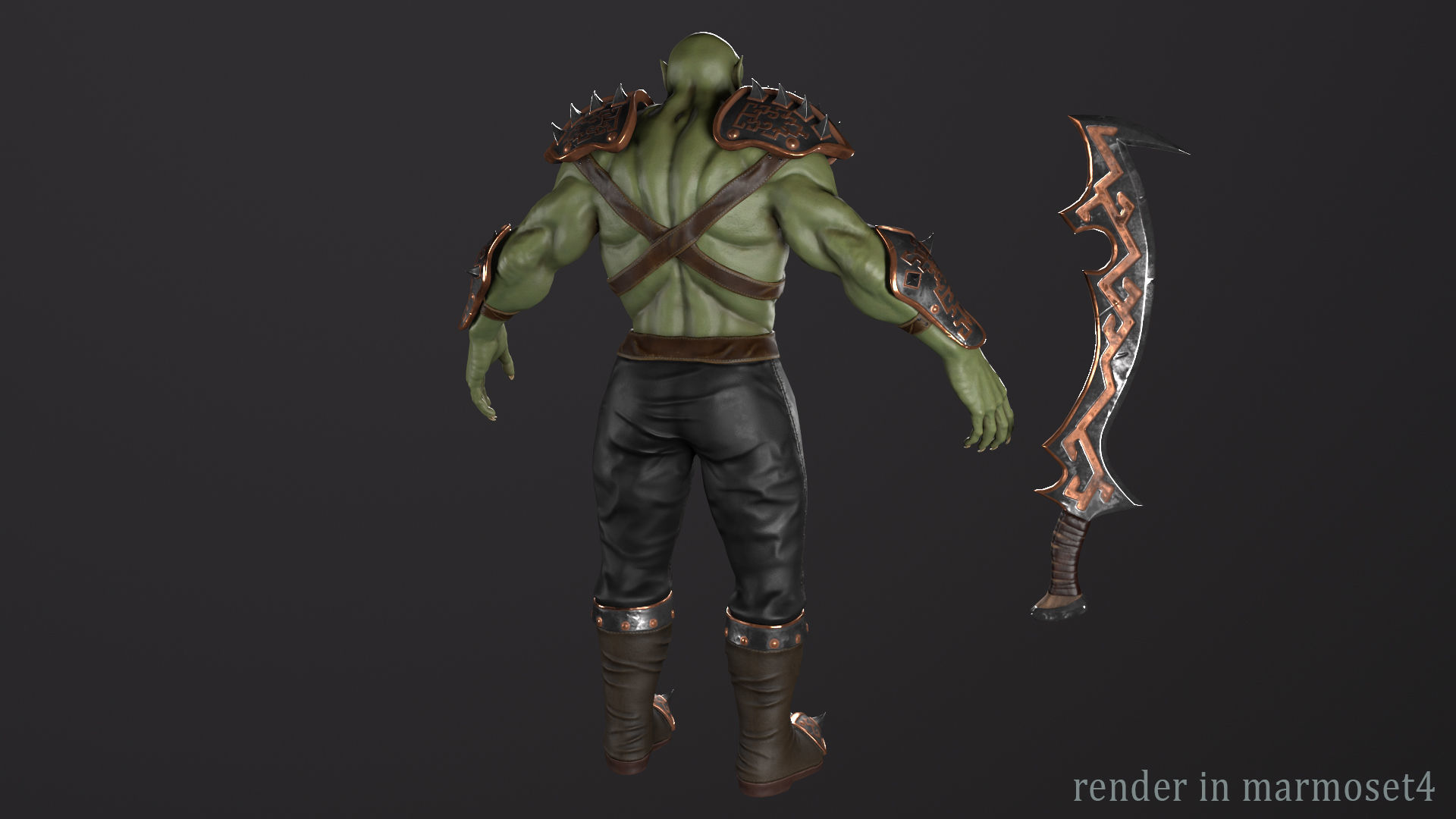 Orc warrior Low-poly 3D model_11