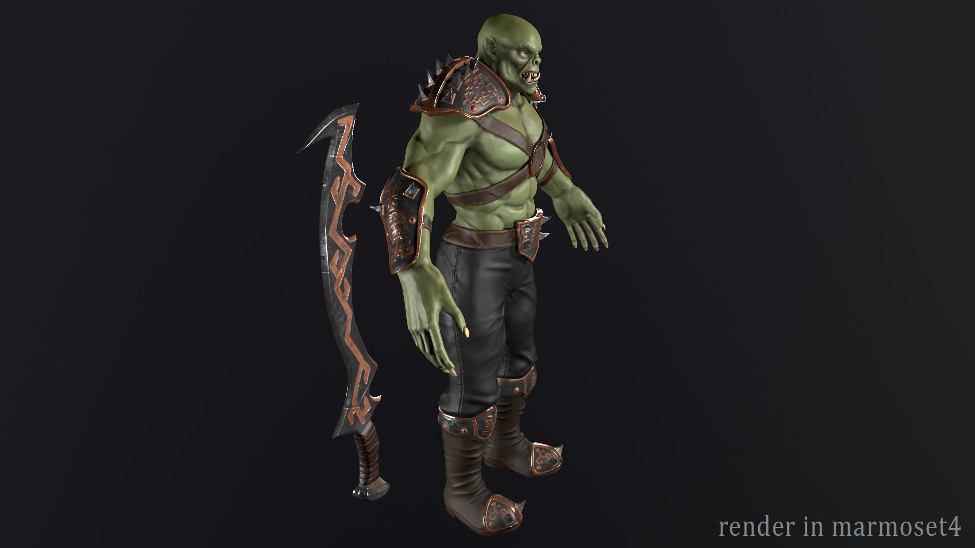 Orc warrior Low-poly 3D model_10