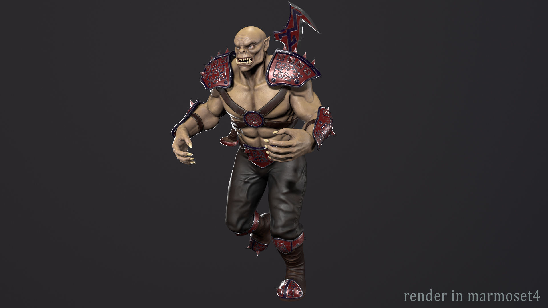 Orc warrior Low-poly 3D model_4