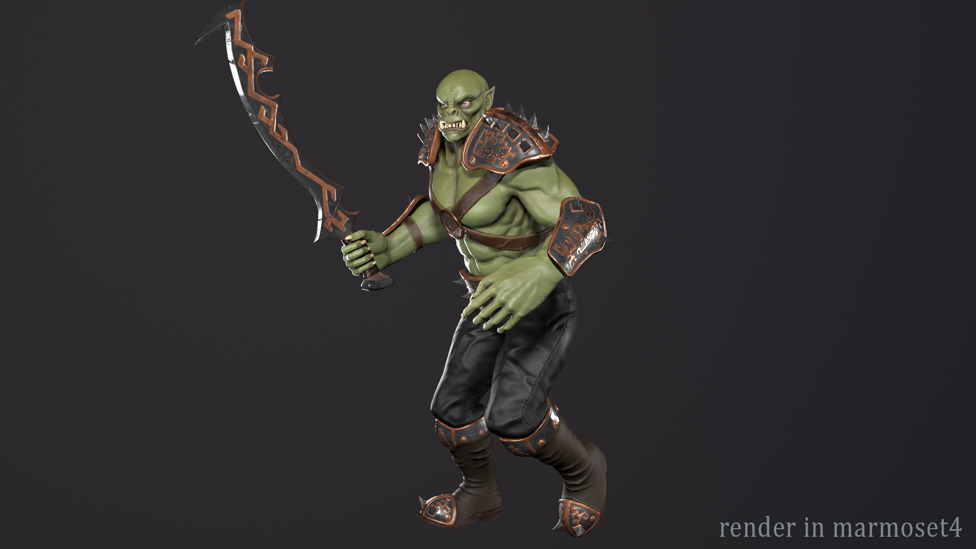 Orc warrior Low-poly 3D model_6