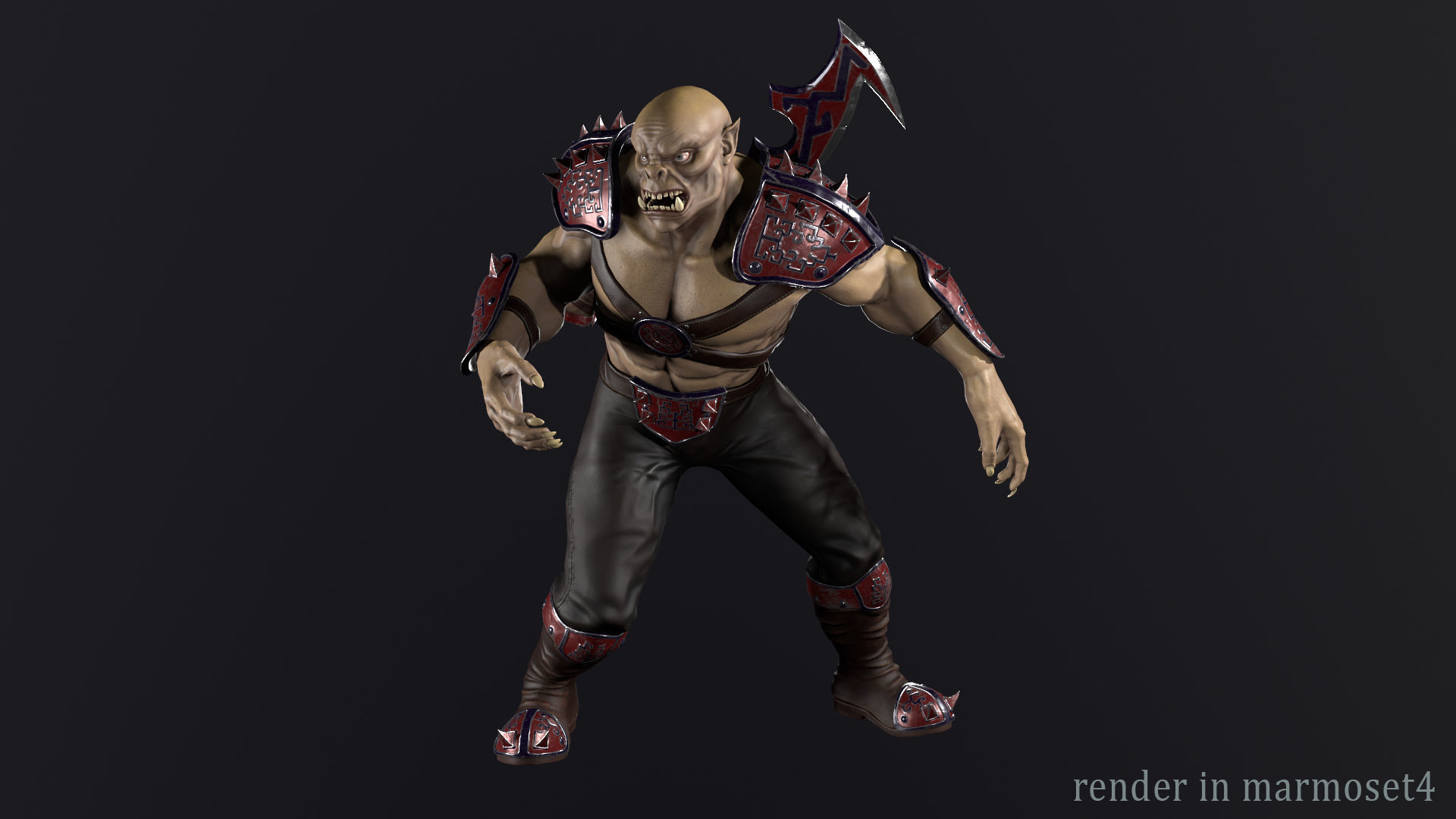 Orc warrior Low-poly 3D model_7