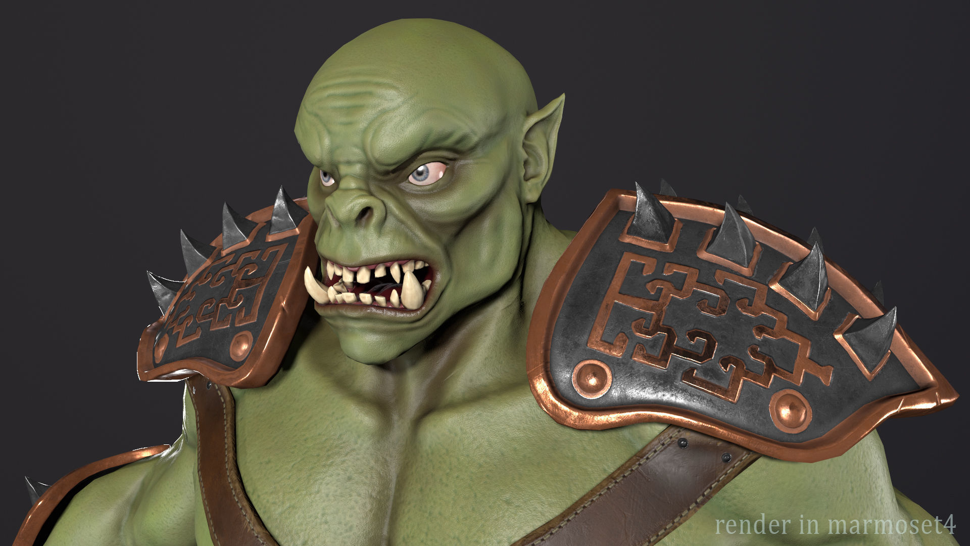 Orc warrior Low-poly 3D model_12