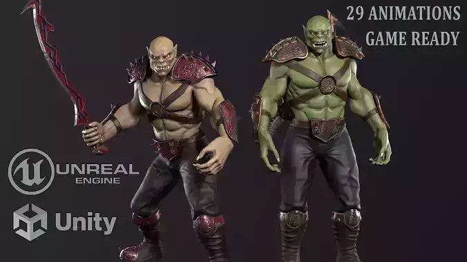Orc warrior Low-poly 3D model