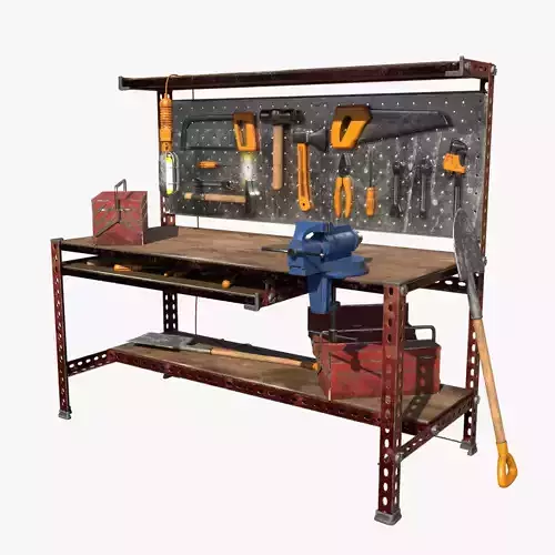 Workbench with tools 3D model