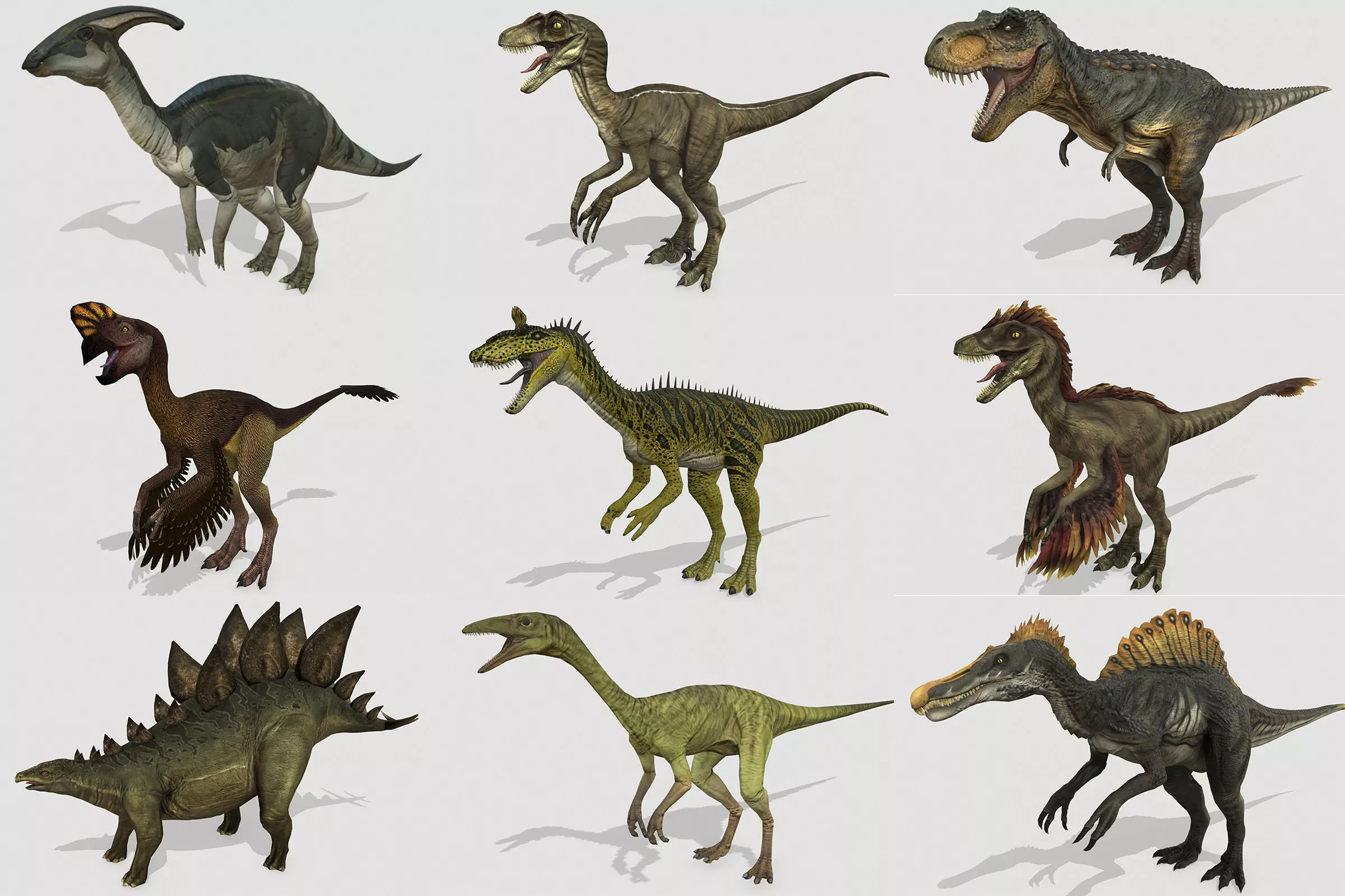 Dinosaurs pack Low-poly 3D model_0