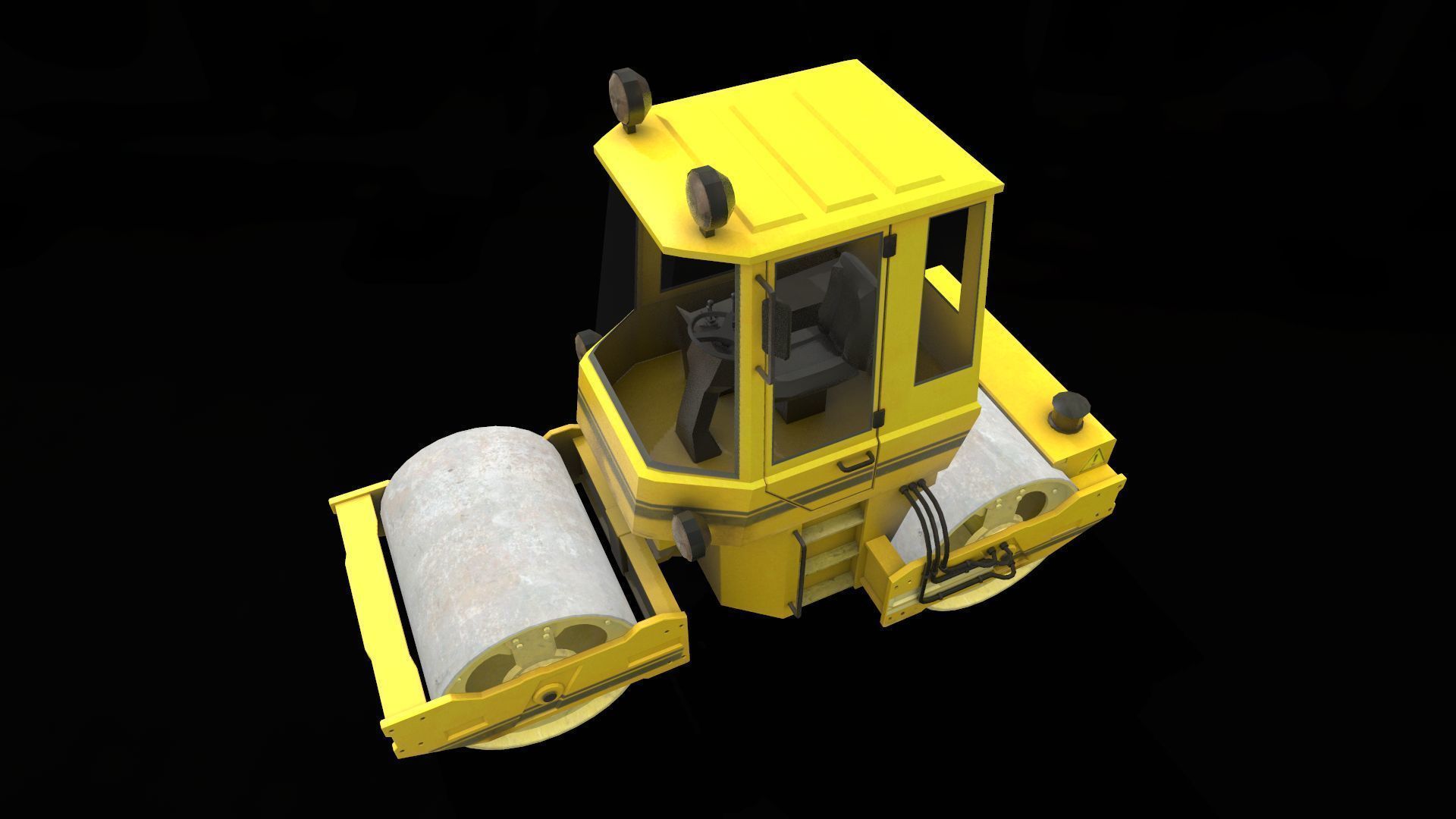Asphalt Roller Low-poly 3D model_3