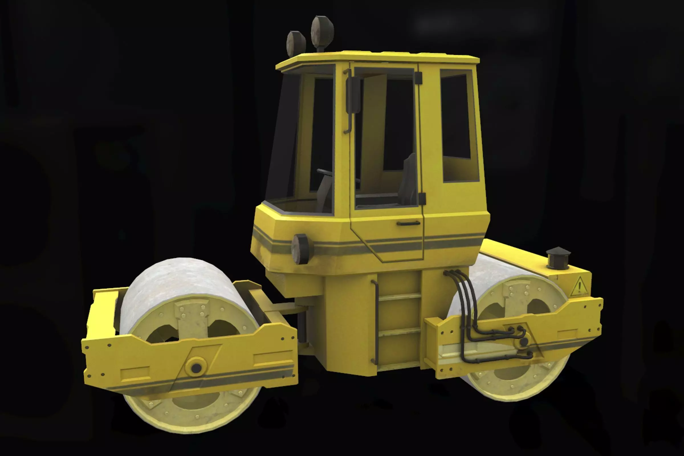 Asphalt Roller Low-poly 3D model_0