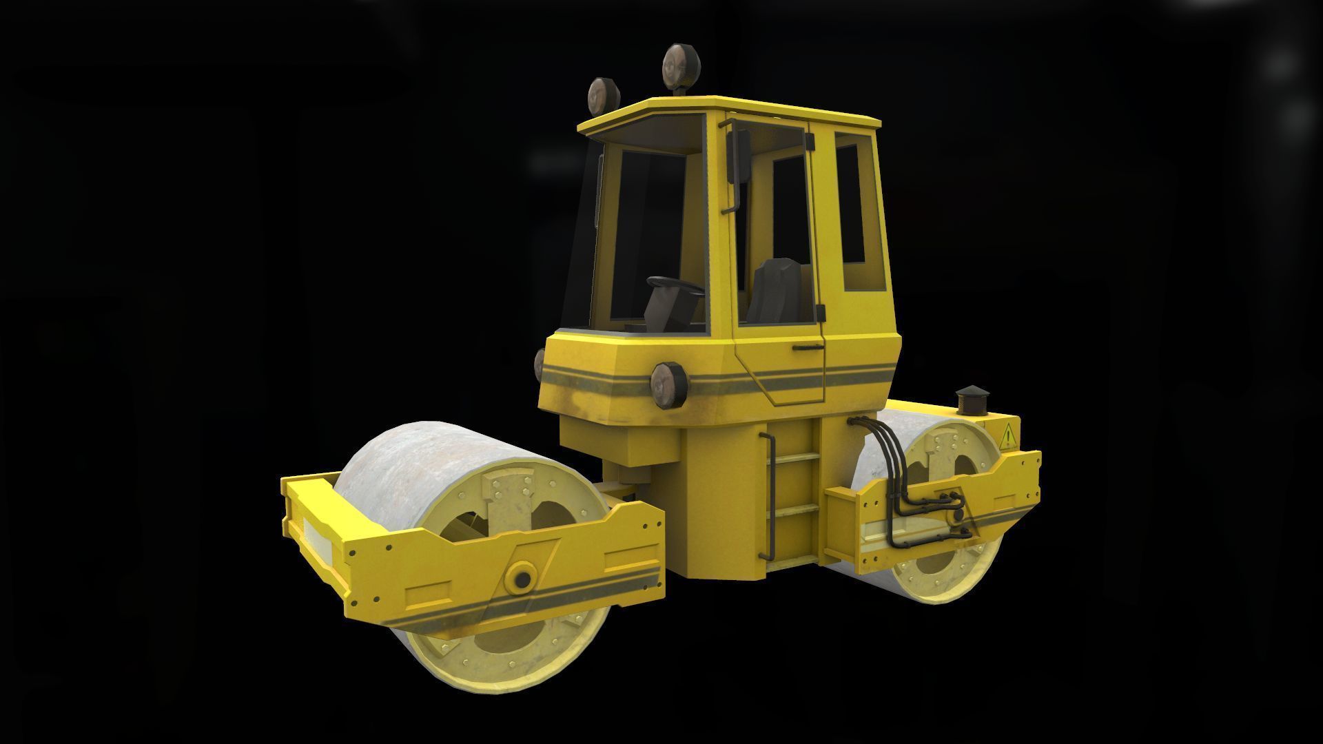 Asphalt Roller Low-poly 3D model_2