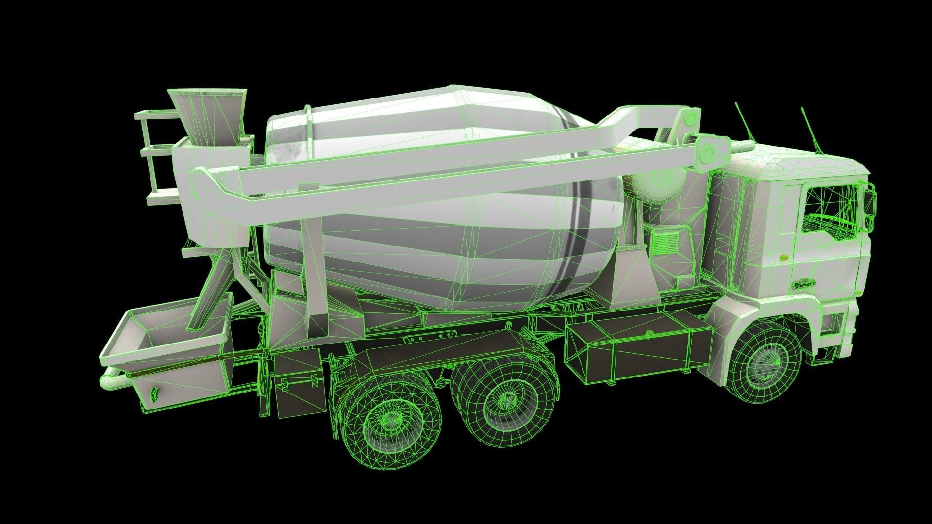 Concrete Mixer Low-poly 3D model_7
