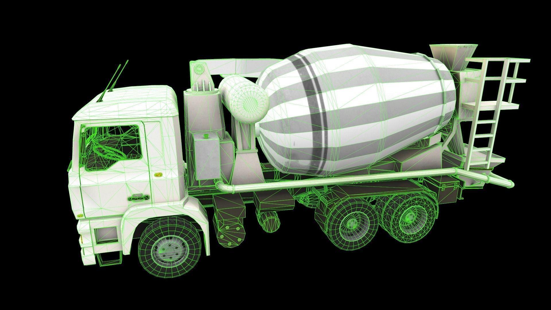 Concrete Mixer Low-poly 3D model_6