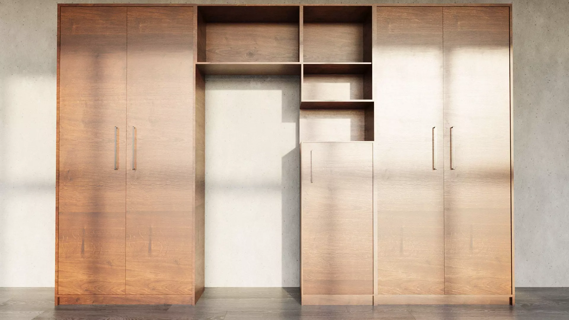 Simple Wardrobe Wall Low poly Free low-poly 3D model_0