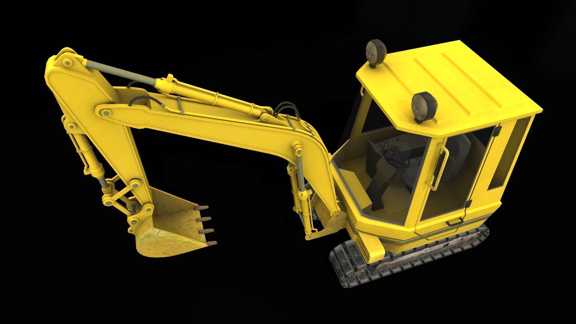 Mini Excavator Low-poly 3D model_3