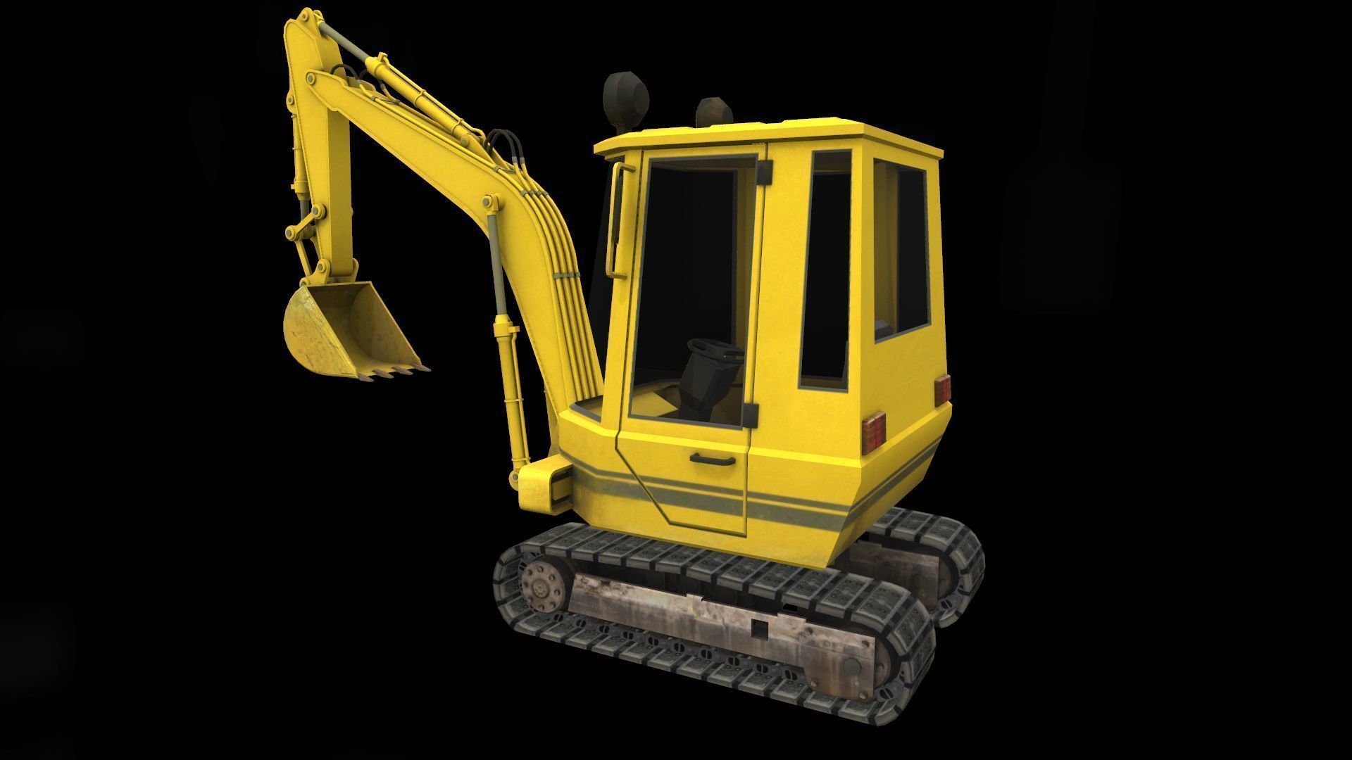 Mini Excavator Low-poly 3D model_5