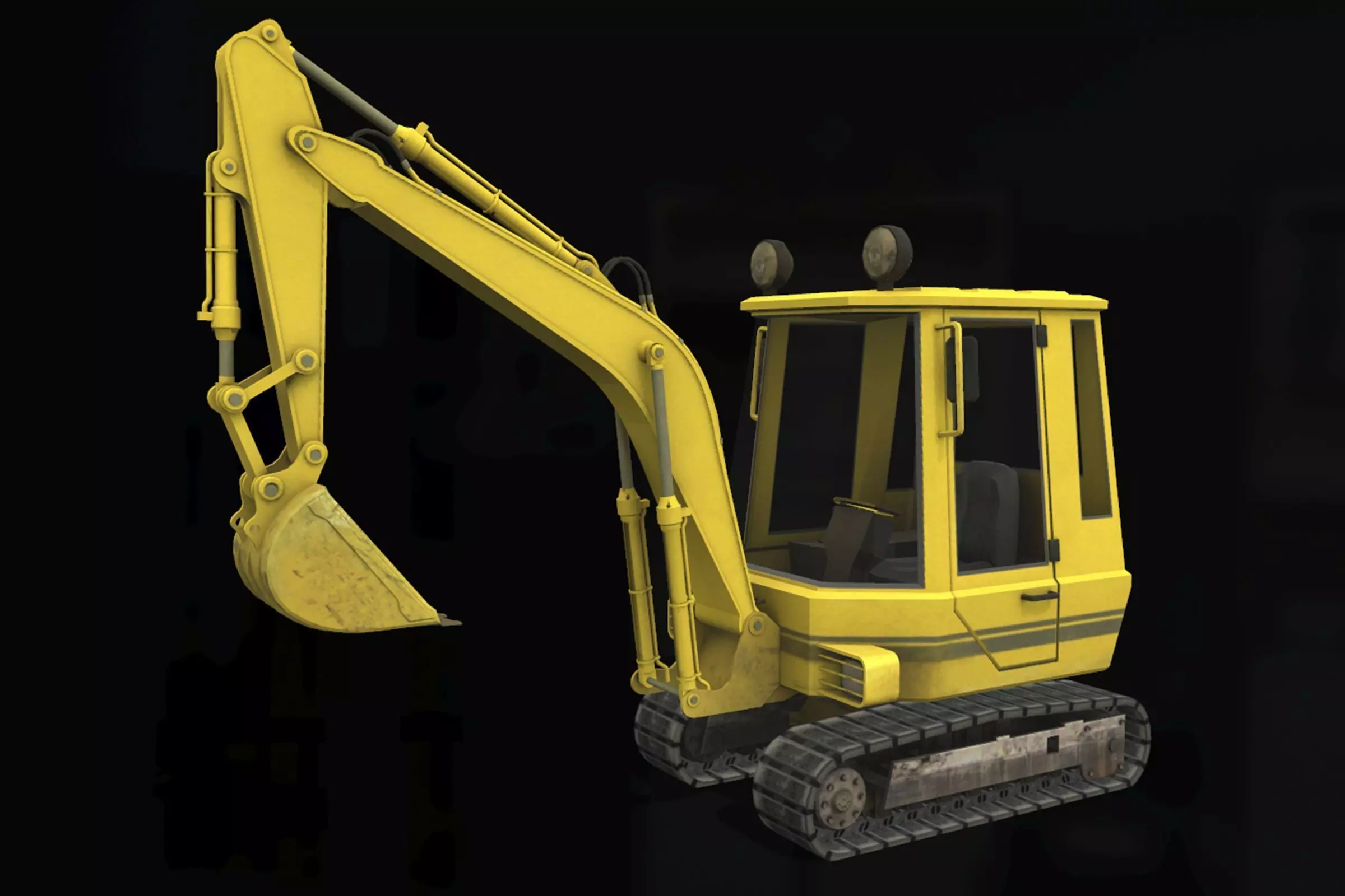 Mini Excavator Low-poly 3D model_0