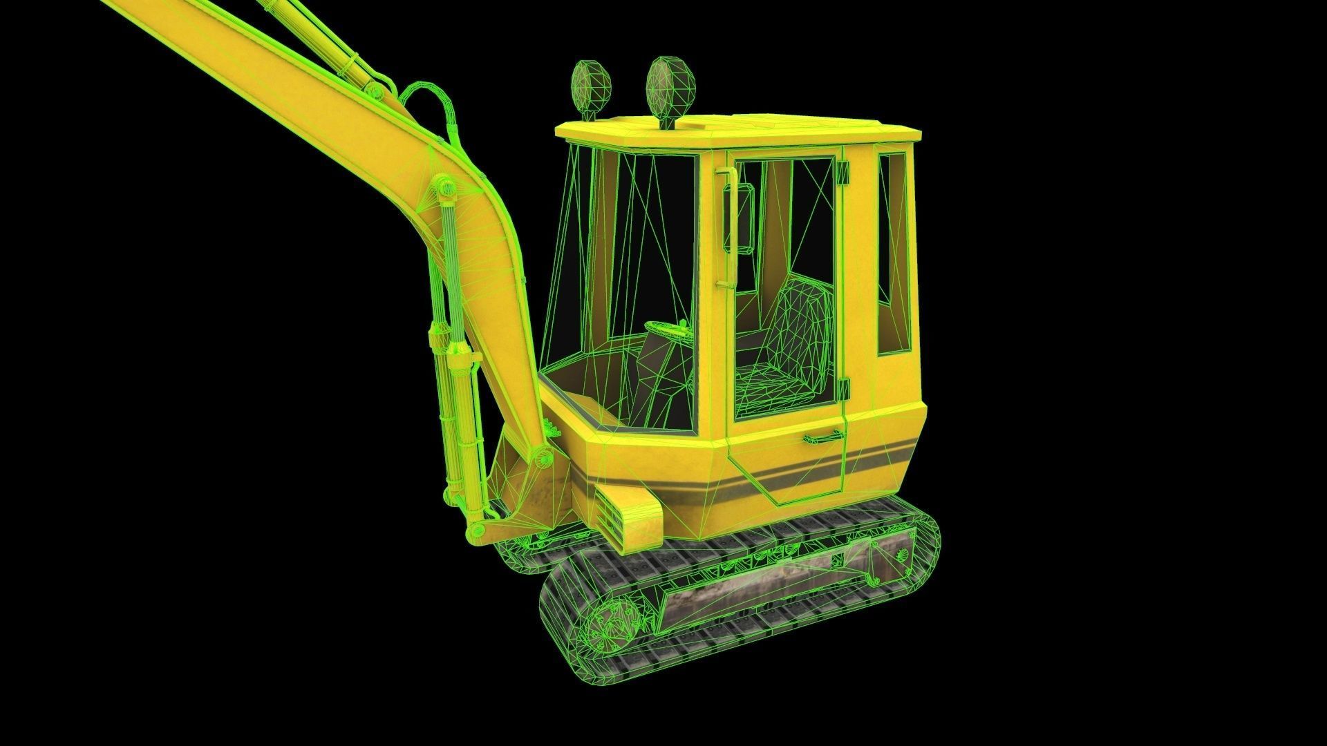 Mini Excavator Low-poly 3D model_7