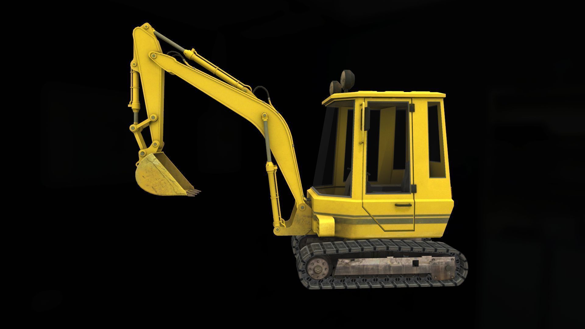 Mini Excavator Low-poly 3D model_4