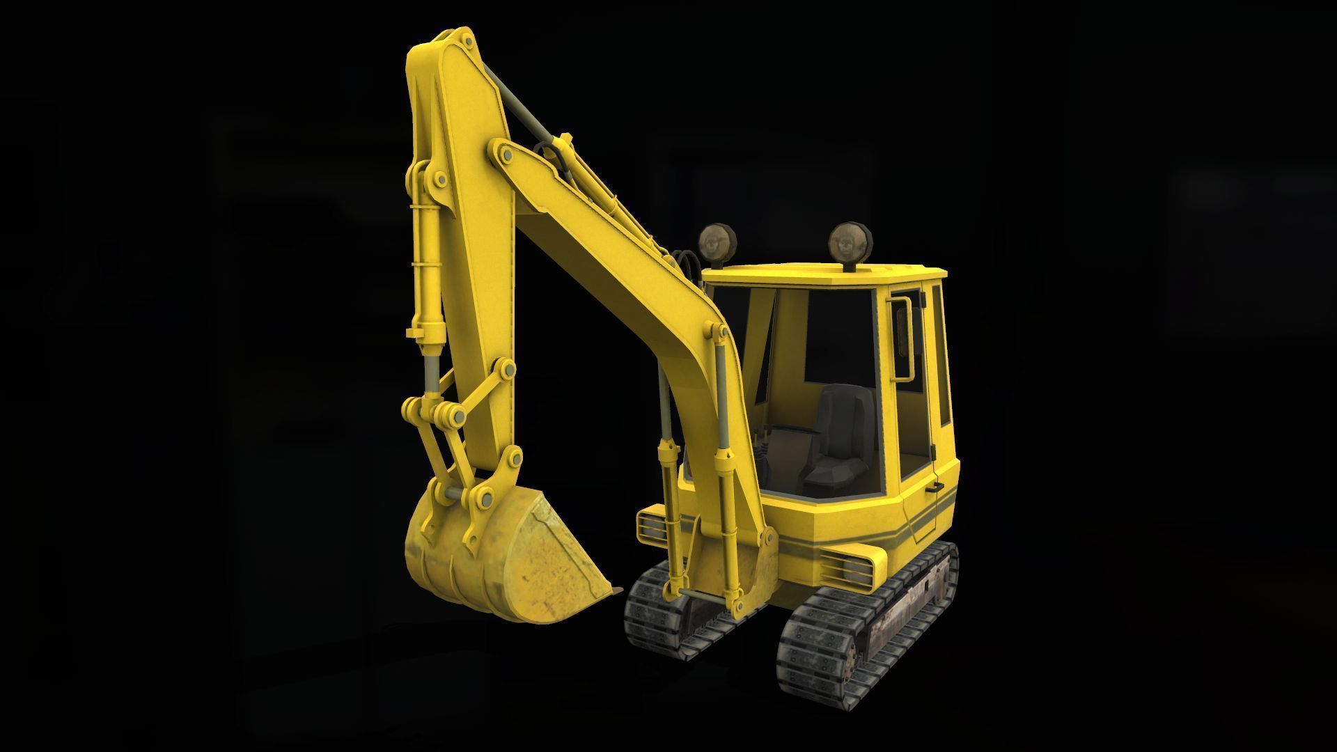 Mini Excavator Low-poly 3D model_1