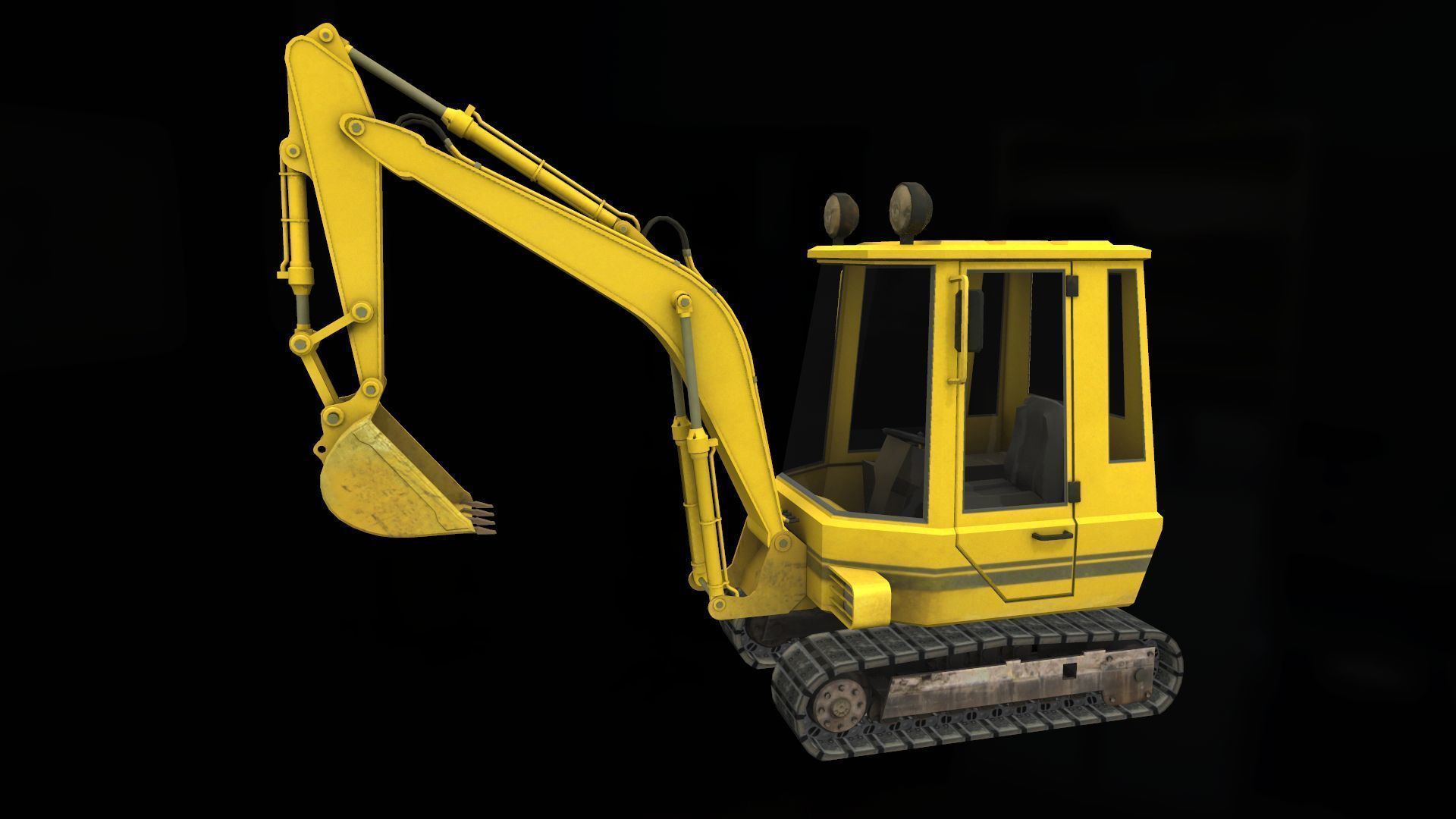 Mini Excavator Low-poly 3D model_2