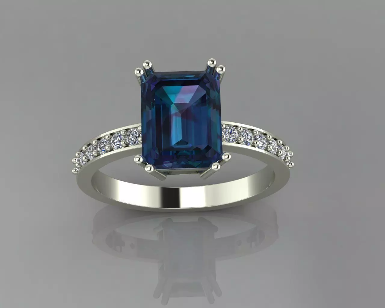 emerald ring 3D print model_0