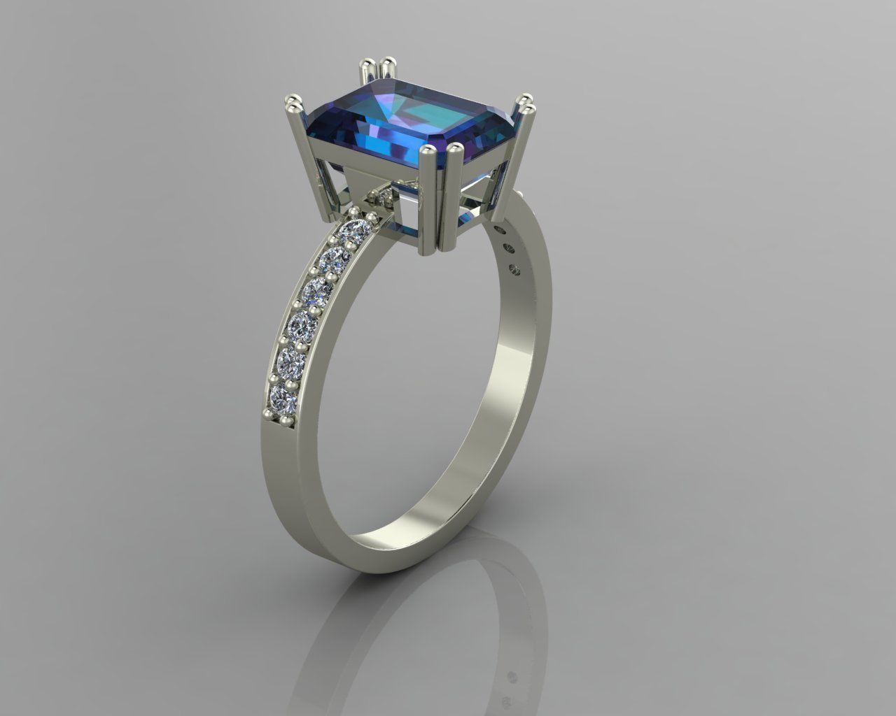 emerald ring 3D print model_1