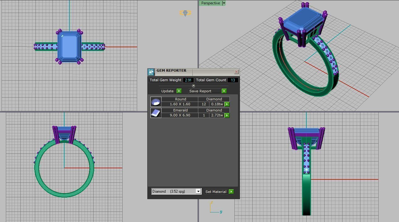 emerald ring 3D print model_12