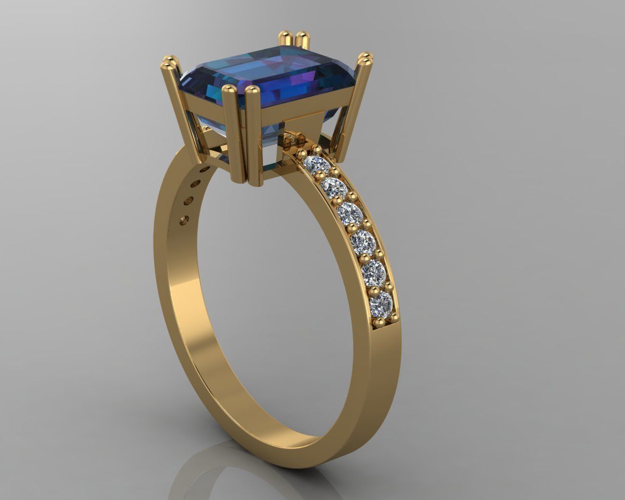 emerald ring 3D print model_3