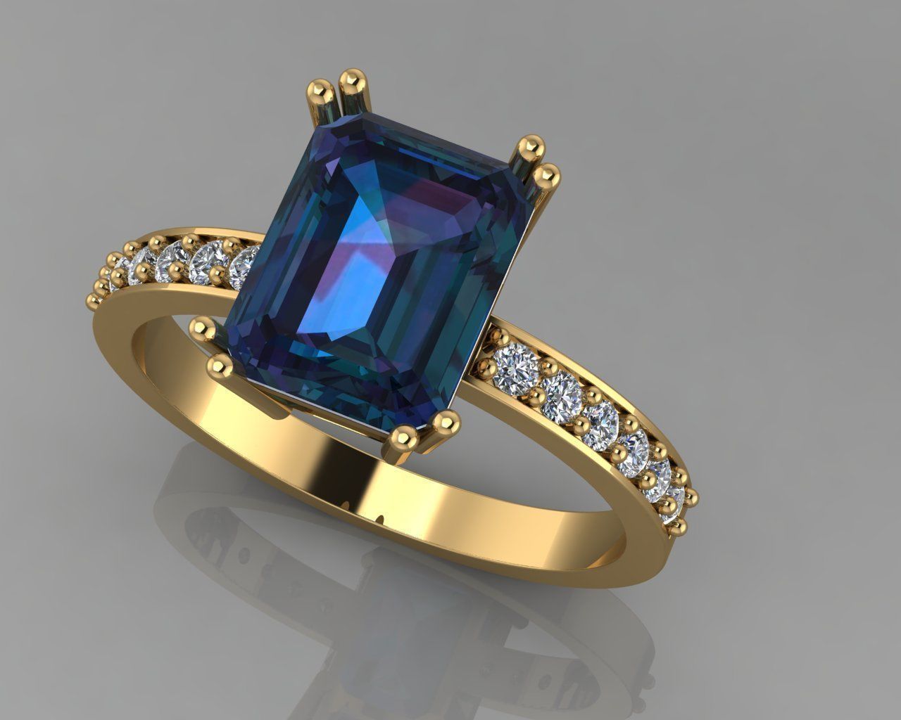 emerald ring 3D print model_4