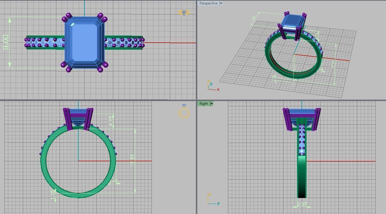 emerald ring 3D print model_9